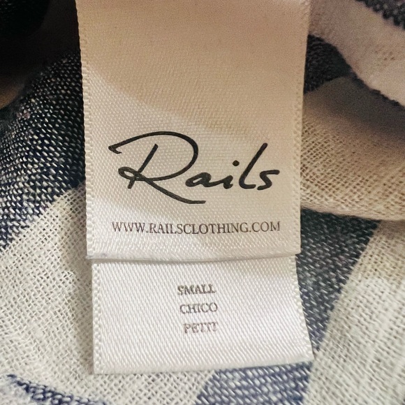 Rails Alyssa Bay Stripe Top Buttons down Linen Shirt Size Small Preowned - Picture 10 of 14